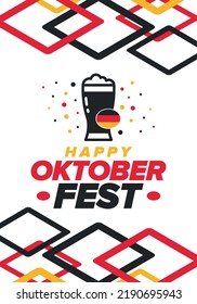 Oktoberfest. Traditional beer festival in Germany. Celebration annual worldwide in september and october. Bavarian party. German event. National flag. Poster, banner, patten. Vector illustration