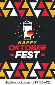 Oktoberfest. Traditional beer festival in Germany. Celebration annual worldwide in september and october. Bavarian party. German event. National flag. Poster, banner, patten. Vector illustration