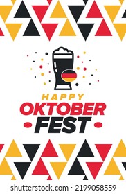 Oktoberfest. Traditional beer festival in Germany. Celebration annual worldwide in september and october. Bavarian party. German event. National flag. Poster, banner, patten. Vector illustration