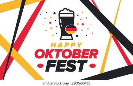 Oktoberfest. Traditional beer festival in Germany. Celebration annual worldwide in september and october. Bavarian party. German event. National flag. Poster, banner, patten. Vector illustration