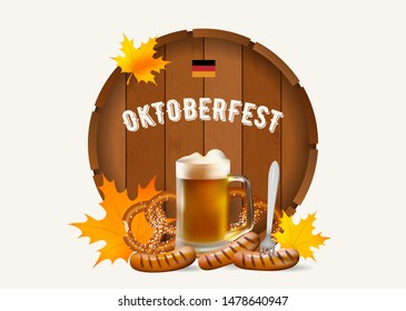 Oktoberfest traditional holiday celebration. Vector party poster illustration