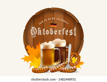 Oktoberfest traditional holiday celebration. Vector party poster illustration