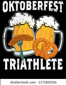 Oktoberfest Triathlete Food Beer Pretzel Shirt Vector Graphic Design