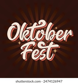 Plantilla de tipografía Oktoberfest, Anuncio, diseño de volante de póster. Tarjeta de felicitación dibujada a mano de OkOctober fest para la celebración del festival alemán de la cerveza. Logotipo de fiesta de cerveza con letras dibujadas a mano.