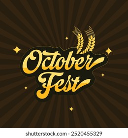 Plantilla de tipografía del Oktoberfest: Anuncio, póster y diseño de volantes. Letras dibujadas a mano para tarjetas de felicitación del Festival de la Cerveza Alemán y logotipos del Festival de la Cerveza