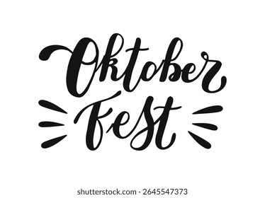 Modelo de tipografia Oktoberfest, banner, design de panfleto de pôster. Oktober fest cartão de saudação desenhado à mão para a celebração do festival alemão da cerveja. Palavras manuscritas. Inscrição tipográfica