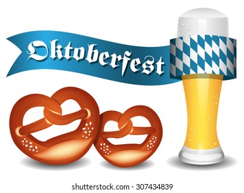 oktoberfest vector with beer and pretzels