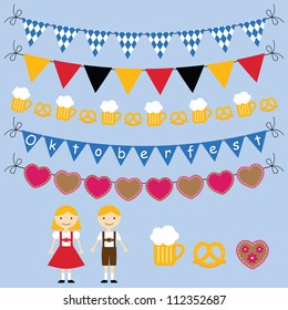 Oktoberfest vector bunting and design elements set