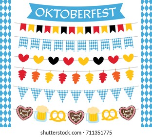 Oktoberfest vector flags and decoration set