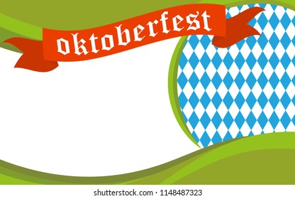 Oktoberfest vector flyer, poster, brochure, magazine cover template. Modern green wave background.
