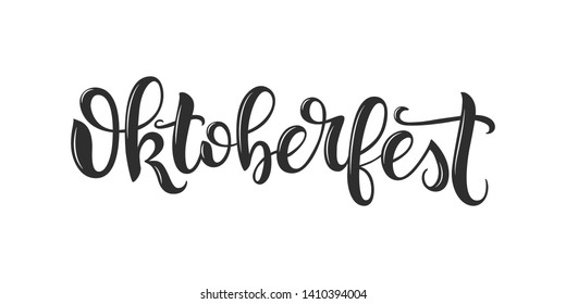 Oktoberfest vector glossy lettering. Handwritten Oktoberfest inscription. Isolated typography print.