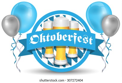 oktoberfest vector icon with beer and balloons