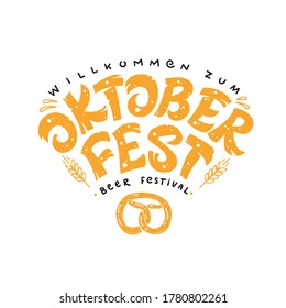 Oktoberfest. Vector illustration for German beer festival.Hand lettering. Design for advertising poster, menu, etc.