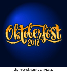 Oktoberfest - vector illustration with handwritten lettering. Oktoberfest typography vector design for greeting cards and poster. Beer Festival vector banner. Design template celebration.