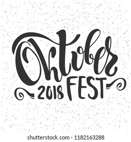 Oktoberfest - vector illustration with handwritten lettering. Oktoberfest typography vector design for greeting cards and poster. Beer Festival vector banner. Design template celebration.