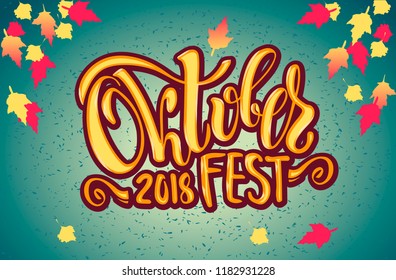 Oktoberfest - vector illustration with handwritten lettering. Oktoberfest typography vector design for greeting cards and poster. Beer Festival vector banner. Design template celebration.