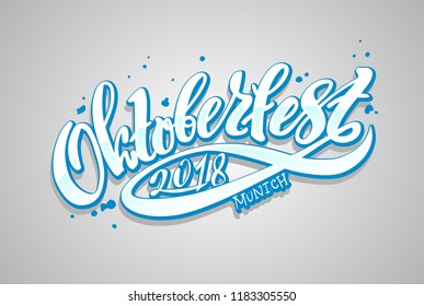 Oktoberfest - vector illustration with handwritten lettering. Oktoberfest typography vector design for greeting cards and poster. Beer Festival vector banner. Design template celebration.