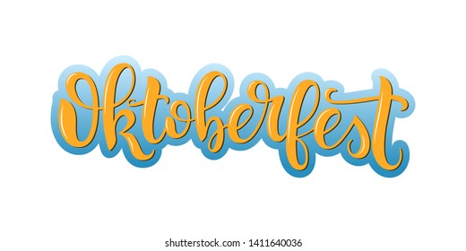 Oktoberfest vector lettering. Handwritten Oktoberfest inscription. Isolated typography print.