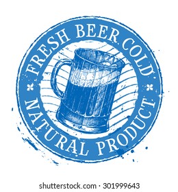 Oktoberfest vector logo design template. Shabby stamp or beer, pub, ale, brewery icon