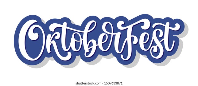 Oktoberfest vector logo. Illustration with brush lettering typography isolated on white background. Festive design logotype concept for Bavarian beer festival banner, poster, flyer, merch, badge