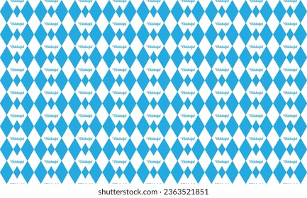 Oktoberfest vector pattern. Abstract geometric seamless texture. Germany's Octoberfest festival ornament. Modern blue and white flag. Traditional tartan background pattern with small rhombuses grid