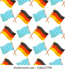 Oktoberfest vector seamless pattern alcohol party background design. October fest beer festival holiday repeating print. Greeting traditional bavarian german decoration.