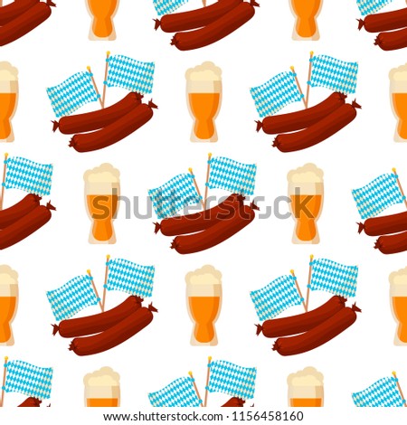 Oktoberfest vector seamless pattern alcohol party background design. October fest beer festival holiday repeating print. Greeting traditional bavarian german decoration.