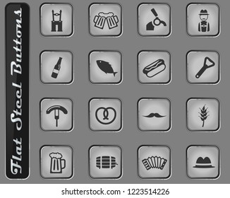 Oktoberfest vector web icons on the flat steel buttons