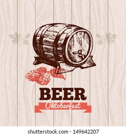 Oktoberfest vintage background. Beer hand drawn illustration. Menu design	