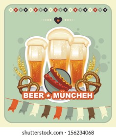 Oktoberfest vintage design, Vector illustration