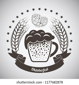 Oktoberfest Vintage Emblem. Dark brown over gray gradient background. Vector Illustration.