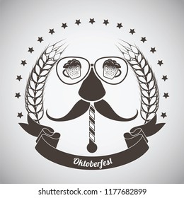 Oktoberfest Vintage Emblem. Dark brown over gray gradient background. Vector Illustration.