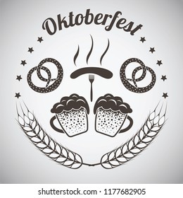 Oktoberfest Vintage Emblem. Dark brown over gray gradient background. Vector Illustration.