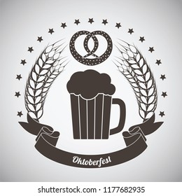 Oktoberfest Vintage Emblem. Dark brown over gray gradient background. Vector Illustration.