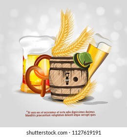 Oktoberfest vintage frame with beer background Octoberfest holiday banner layout