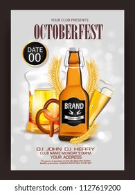 Oktoberfest vintage frame with beer background Octoberfest holiday banner layout