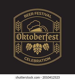 Oktoberfest vintage logo, label or badge. Beer fest banner or poster design template. Geman October festival emblem. Vector illustration.