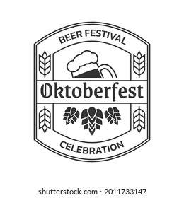 Ocktoberfest Vintage-Logo, Etikett oder Abzeichen. Bierfest-Banner oder Plakatdesign-Vorlage. Emblem des deutschen Oktoberfestes. Vektorgrafik.