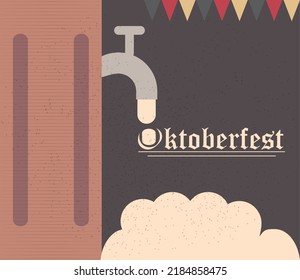 Oktoberfest vintage original poster  invitation for beer festival celebration