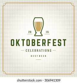 Oktoberfest vintage poster or greeting card and textured background. Beer festival celebration. Vector illustration.