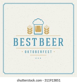 Oktoberfest vintage poster or greeting card and textured background. Beer festival celebration. Vector illustration.