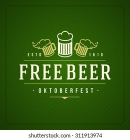 Oktoberfest vintage poster or greeting card and textured background. Beer festival celebration. Vector illustration.