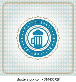 Oktoberfest vintage poster or greeting card and textured background. Beer festival celebration. Vector illustration.