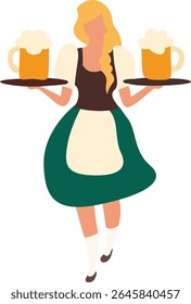Oktoberfest Garçonete Oktoberfest Carregando Steins De Cerveja