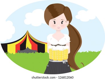 Oktoberfest waitress serving beer