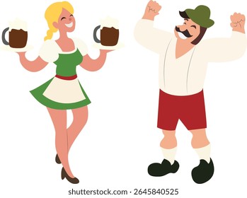 Oktoberfest Garçonete Oktoberfest Servindo Homem Cerveja