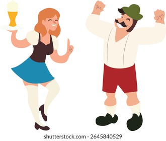 Oktoberfest Garçonete Oktoberfest Servindo Homem Feliz