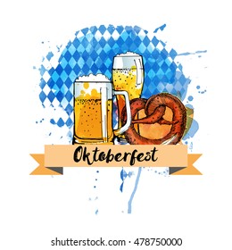 Oktoberfest. Watercolor vector background