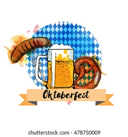 Oktoberfest. Watercolor vector background