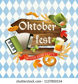 Oktoberfest. Welcome to beer festival. Invitation flyer or poster for feast.